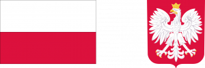 Biało-czerwona flaga polski i godło Polski.