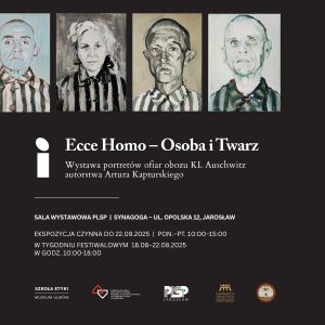 Plakat informujący o zmianie godzin otwarcia wystawy Ecce Homo - Osoba i Twarz.