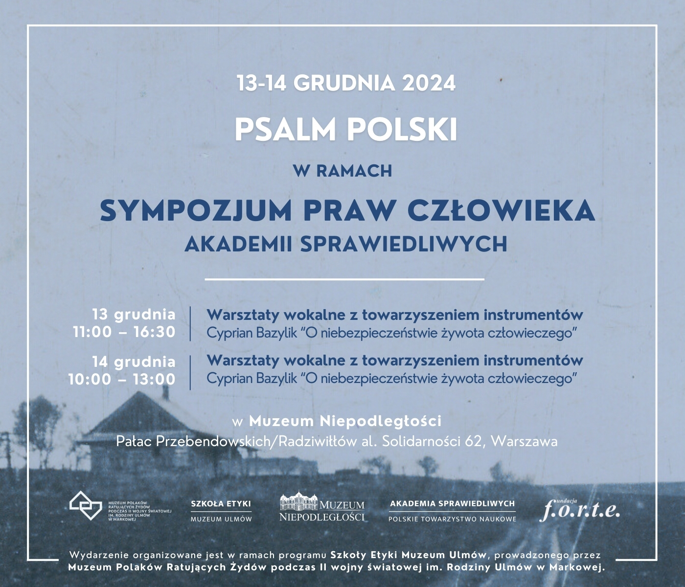 Zapowiedź warsztatów wokalnych pt. "Psalm Polski" w Muzeum Niepodległości w Warszawie