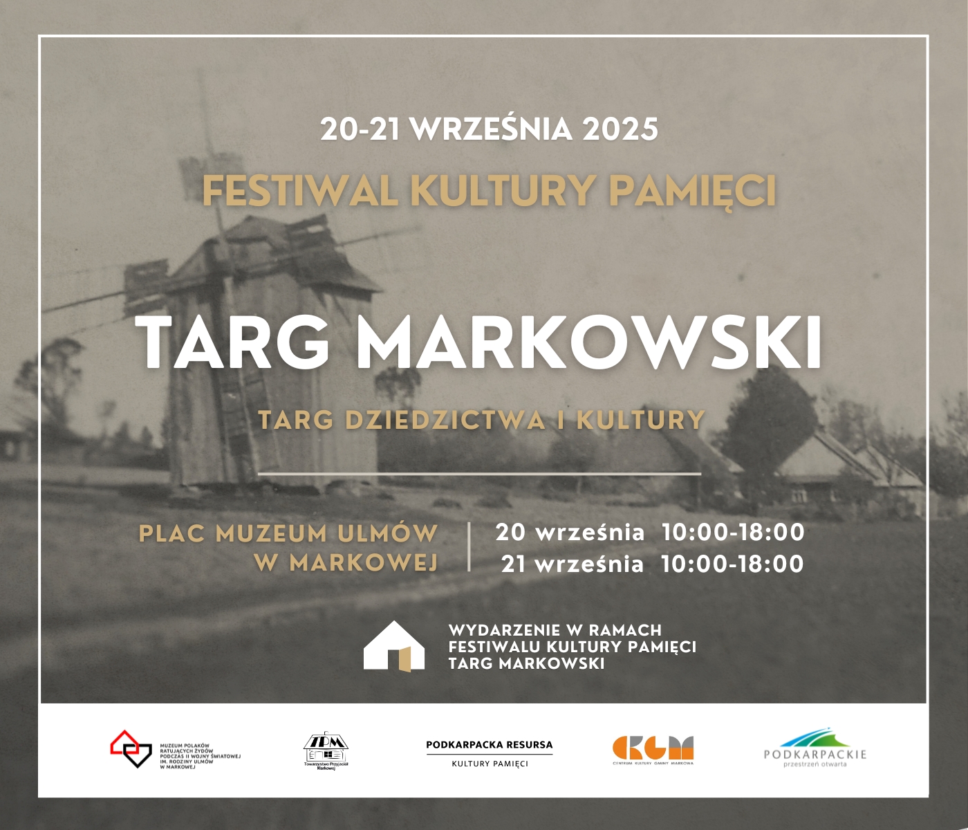 Plakat informujący o Targu Markowskim, który odbędzie się w dniach 20-21 września 2025 r. w godzinach 10-18.